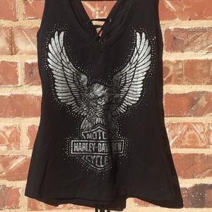 Harley-Davidson Black With Silver Eagle Tank